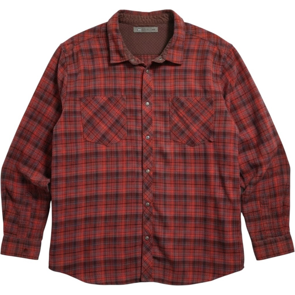 REI Lined Flannel Shirt Mens XXL Red Plaid Long Sleeve Snap Front Cotton Outdoor